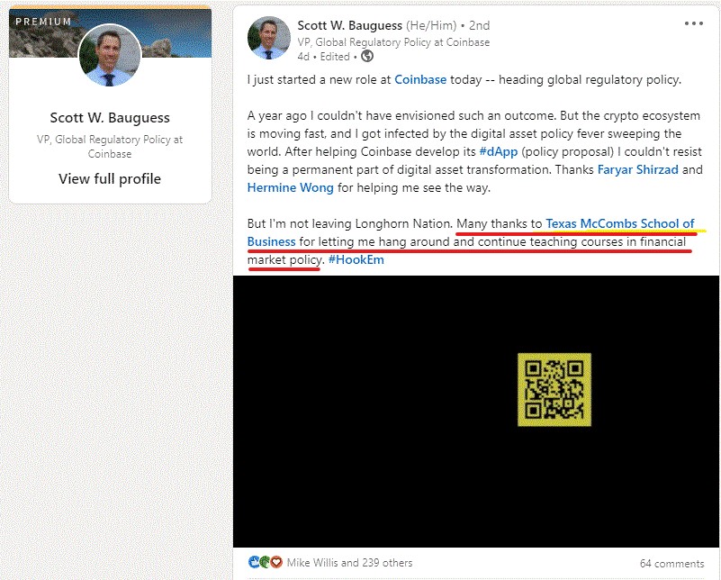 2020-02-20 Bauguess LinkedIn announcement